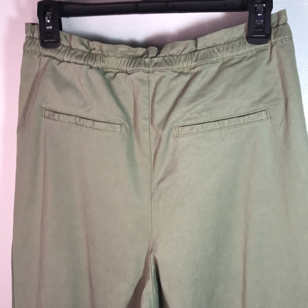 ALICE + OLIVIA- Liliana Cuff Paperbag Pants Sage Green Lightweight Twill Small - Picture 8 of 14